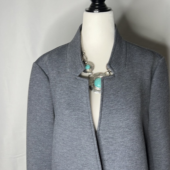 Nanette Lepore Scuba Grey Coat with Notched  Collar - Picture 4 of 13